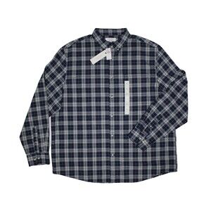 NWT Banana Republic Organic Cotton Plaid Slim Untucked LS Button Shirt Men XXL